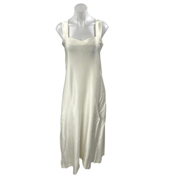 Unbranded Dresses & Skirts - Unbranded Cream Silky Satin Sleeveless Cami Camisole Maxi Tank Slip Dress Size M